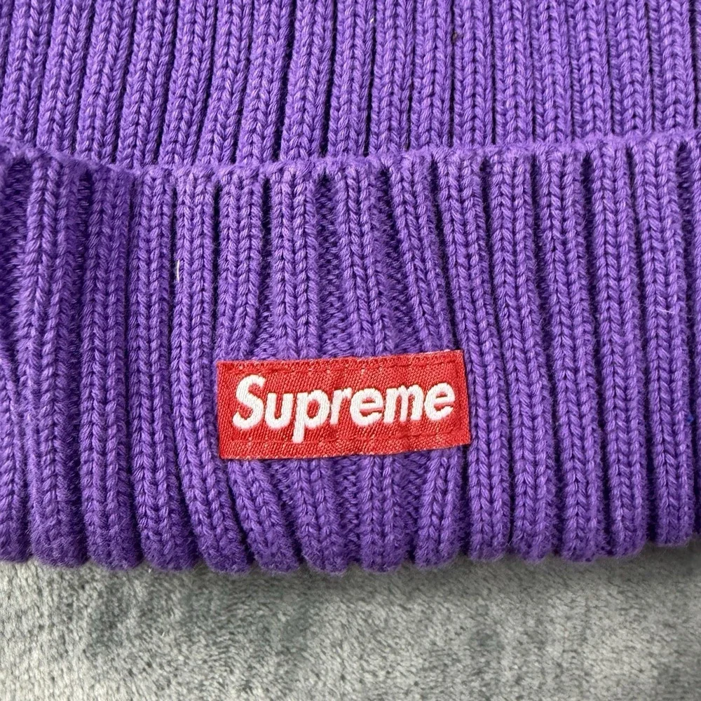 Supreme Box logo Beanie Ribbed Overdyed Purple One Size